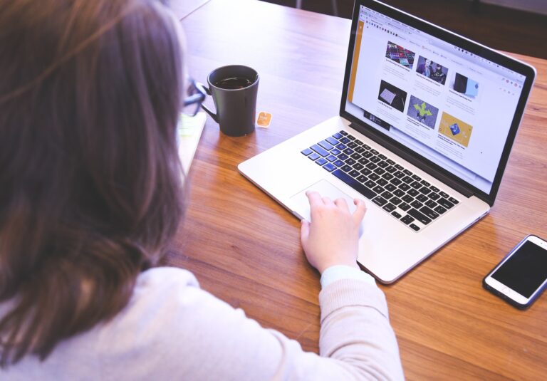 woman working remotely