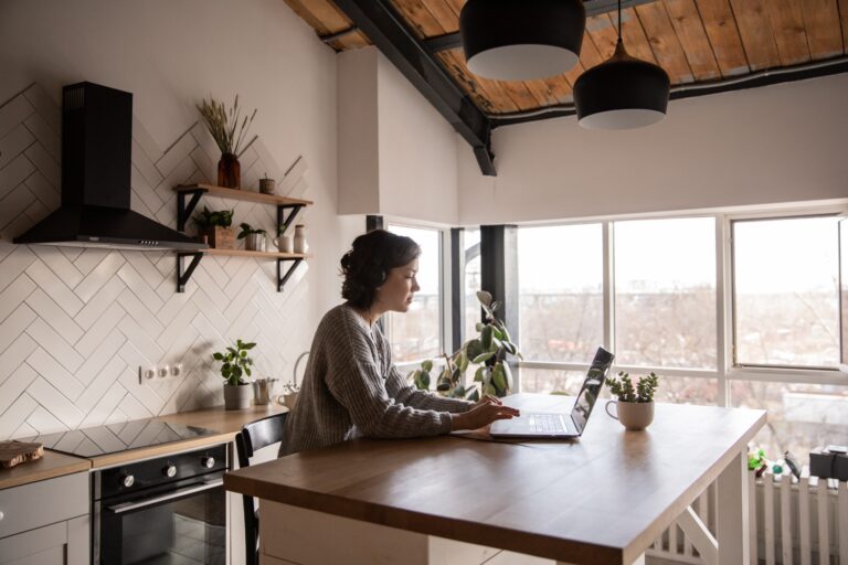 woman working remotely
