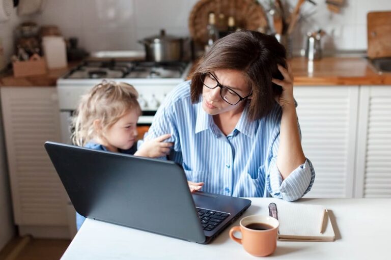 mom working from home